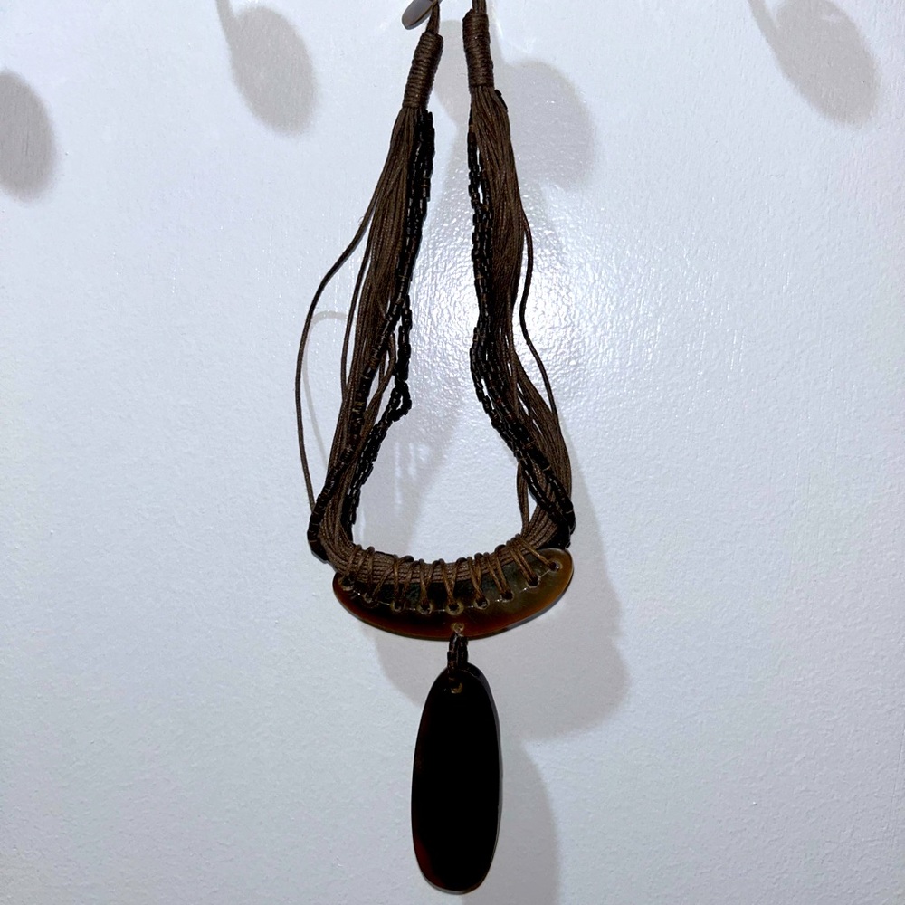 Brown Rope And Bead Necklace